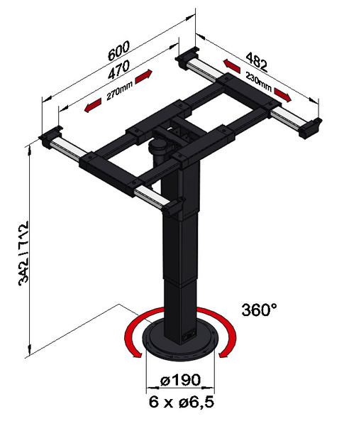 Sütunlu Asansörlü Masa 340 mm - 2