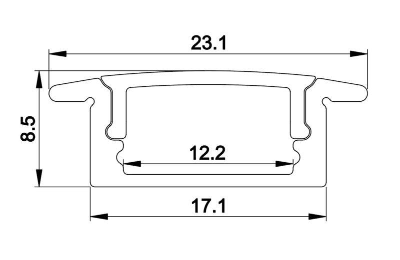 LED Profil Alüminyum Düz 1,5m - 2