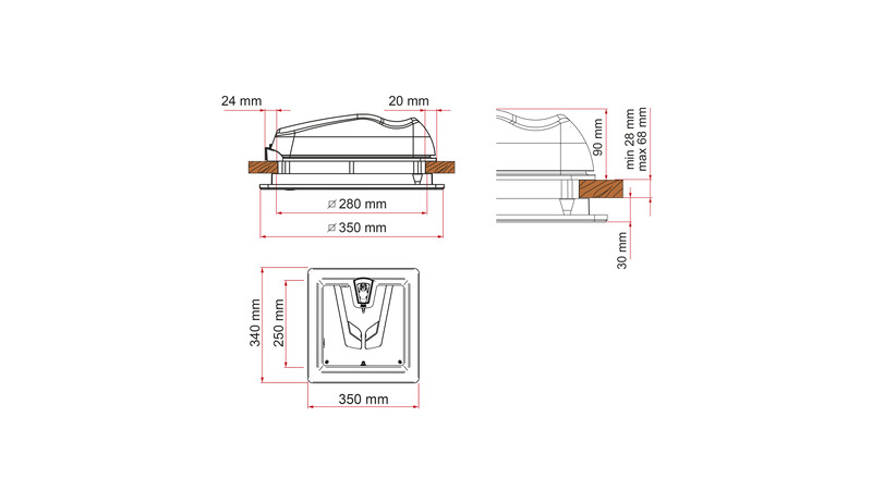 Dachhaube Vent 28F 28x28 - 2