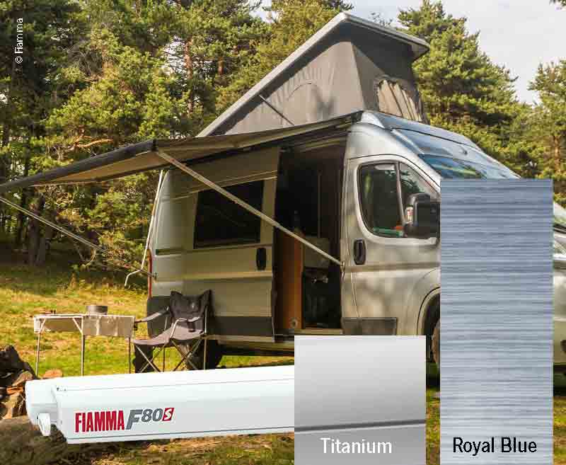 Fiamma F80S Çatı Tipi Tente Gümüş Kasa 2,9 m Mavi Kumaş