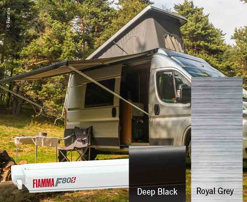 Fiamma F80S Çatı Tipi Tente Siyah Kasa 4,5 m Gri Kumaş