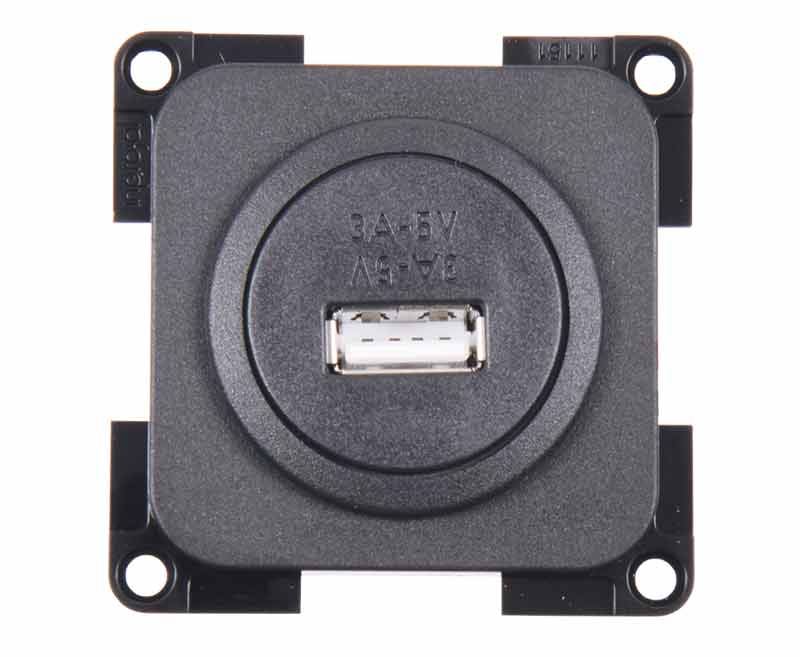 USB Şarj Prizi Siyah Eğik (Dökme)