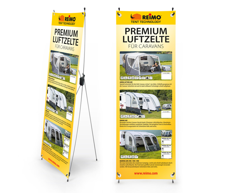 X-Banner Havalı Çadır Karavan Almanca