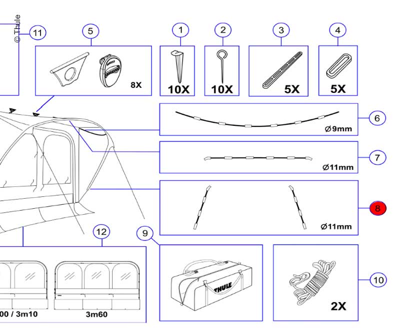 Çadır Direkleri 11mm Alt Kemer